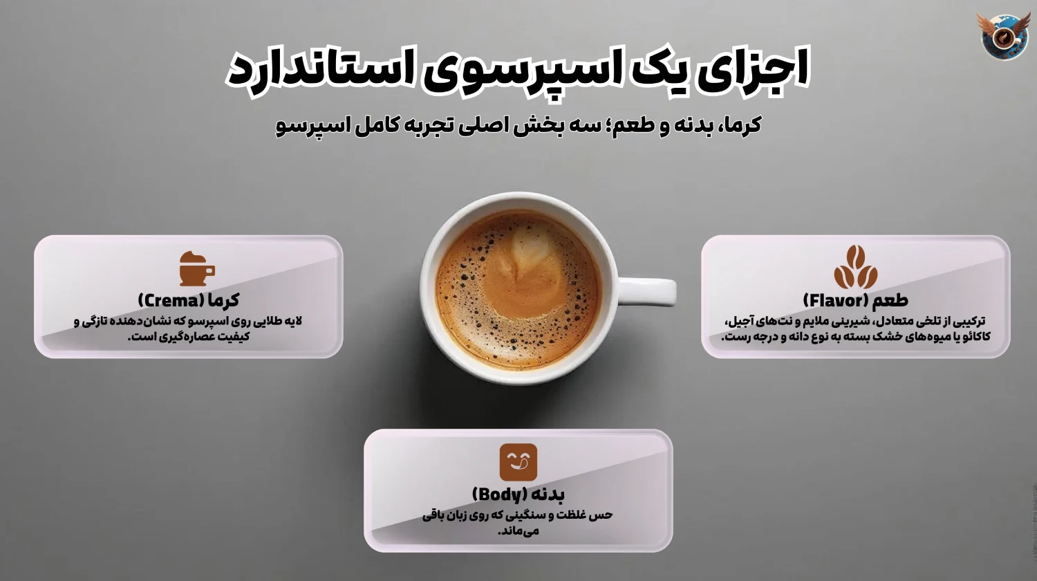 🧬 اجزای یک اسپرسوی استاندارد